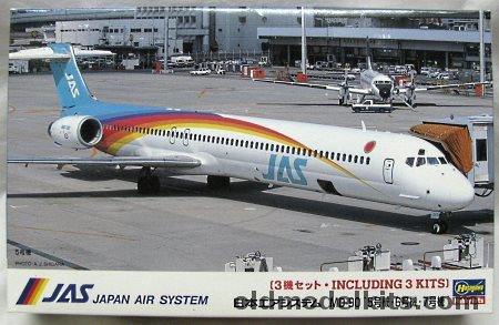 Hasegawa 1/200 McDonnell Douglas MD-90 Three Kits - JAS Japan Air System 5th / 6th / 7th Aircraft, LT127 plastic model kit